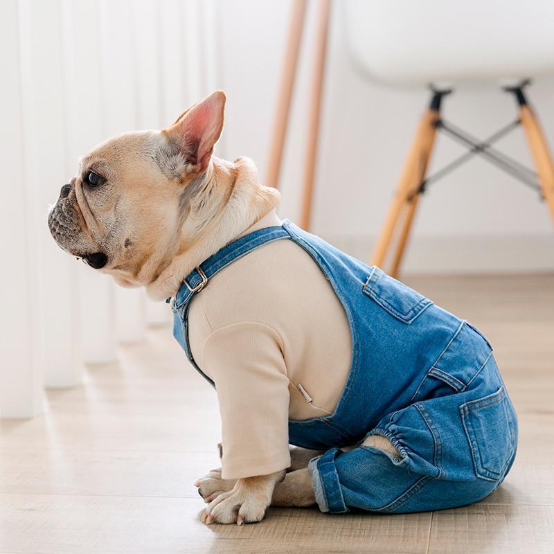 Dog Denim Dungarees Dog Overalls Pattern|French Bulldog in