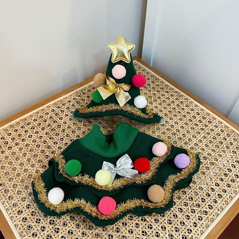 Handmade Luxury Dog Christmas Tree Costume for small medium dogs by Frenchiely