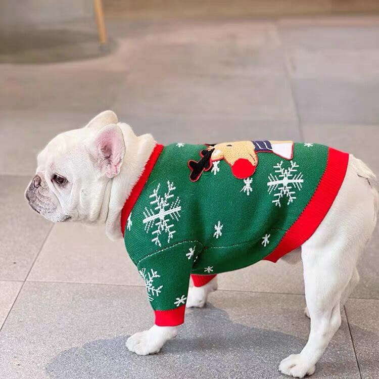 Dog Christmas Reindeer Pullover Sweater for French Bulldogs by Frenchiely