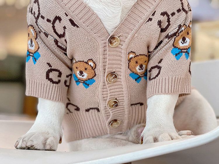Dog bear cardigan sweater for medium dogs by Frenchiely