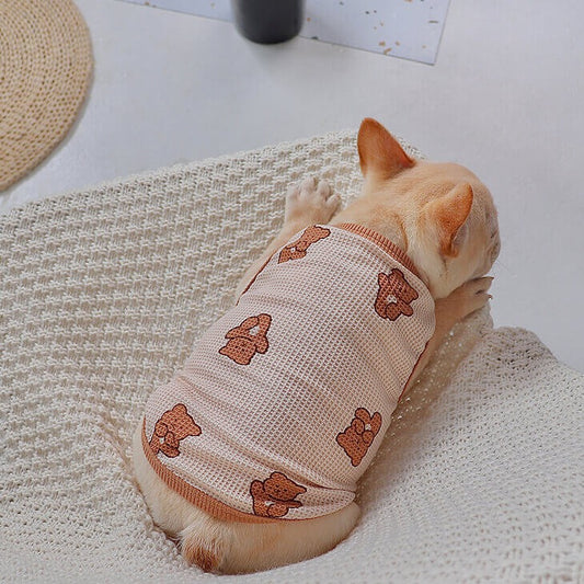 Bear Waffle Fabric Shirt dogbeigebearcottonshirtforsmallmediumdogsbyFrenchiely_1