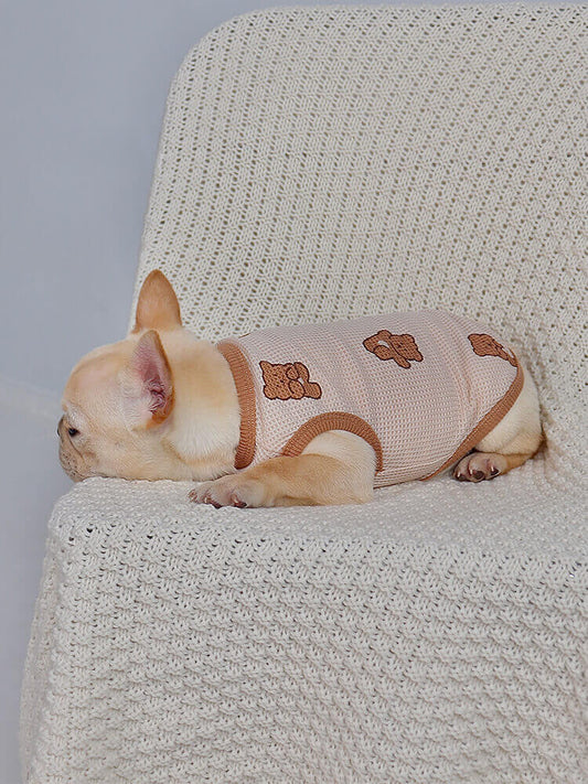 Puppy Bear Waffle Fabric Shirt for small medium dogs by Frenchiely