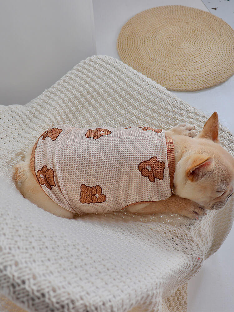 Bear Waffle Fabric Shirt dogbeigebearcottonshirtforsmallmediumdogsbyFrenchiely_9