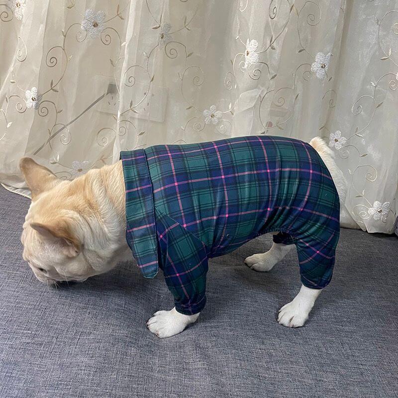 Dog Buffalo Plaid Pajamas Jumpsuit for Medium Dogs by Frenchiely