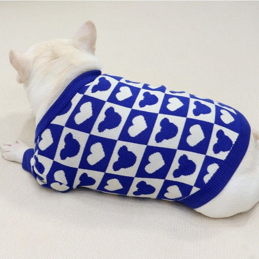 Frenchiely dog blue heart sweater
