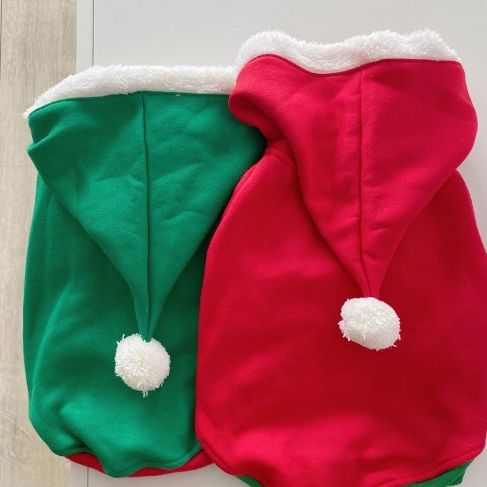Pom Pom Christmas Hoodie dogchristmasoutfitshoodieformediumlargedogsbyFrenchiely08_13_5