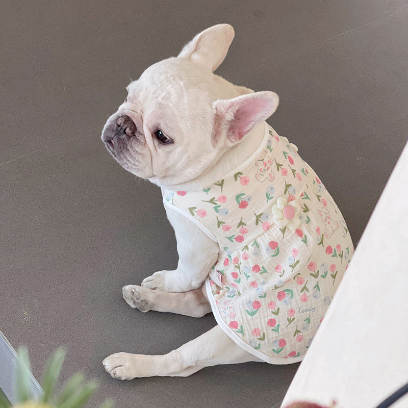 Dog White Dress with Flower Pin for small medium dogs by Frenchiely