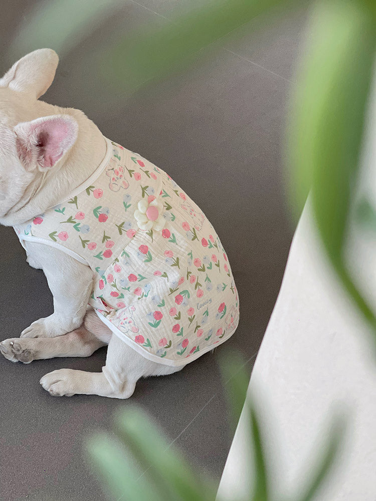 Dog White Dress with Flower Pin for small medium dogs by Frenchiely