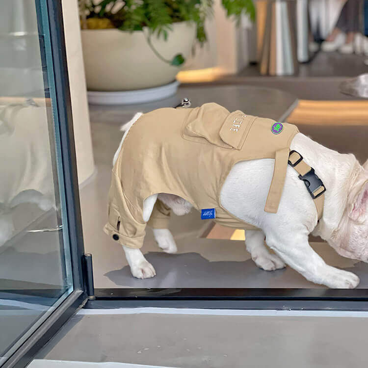 Meium Dog Khaki Overalls with Pocket