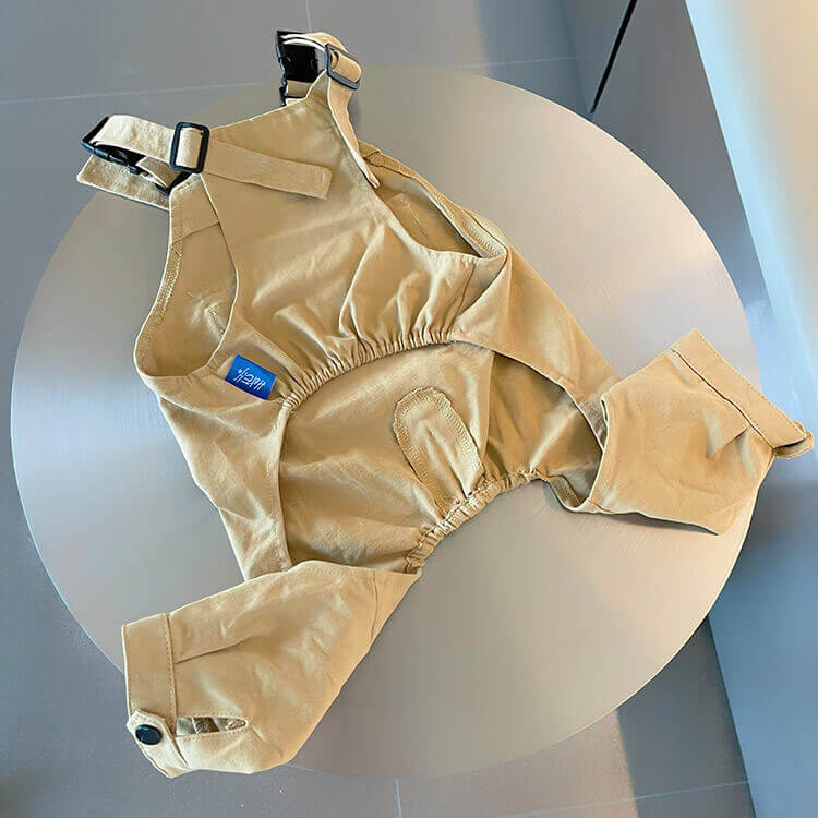 Small Dog Khaki Overalls with Pocket