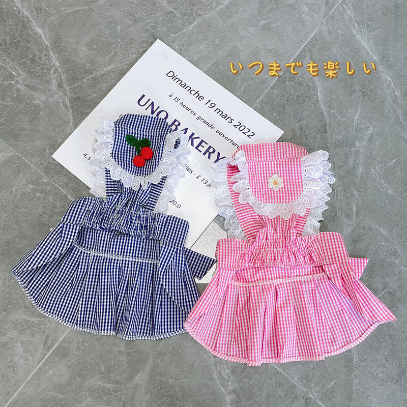 Dog Plaid Dress with Bandana for French bulldogs by Frenchiely