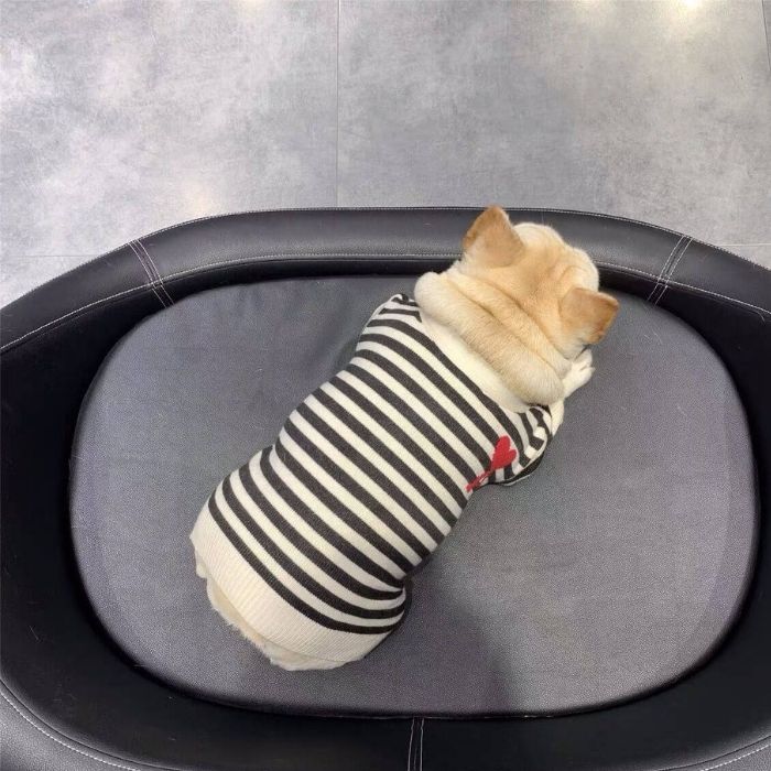 Dog Striped Cardigan Sweater for French Bulldog by Frenchiely