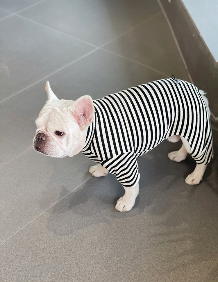 Dog Black Stripe Pajama Onesie for small medium dogs by Frenchiely