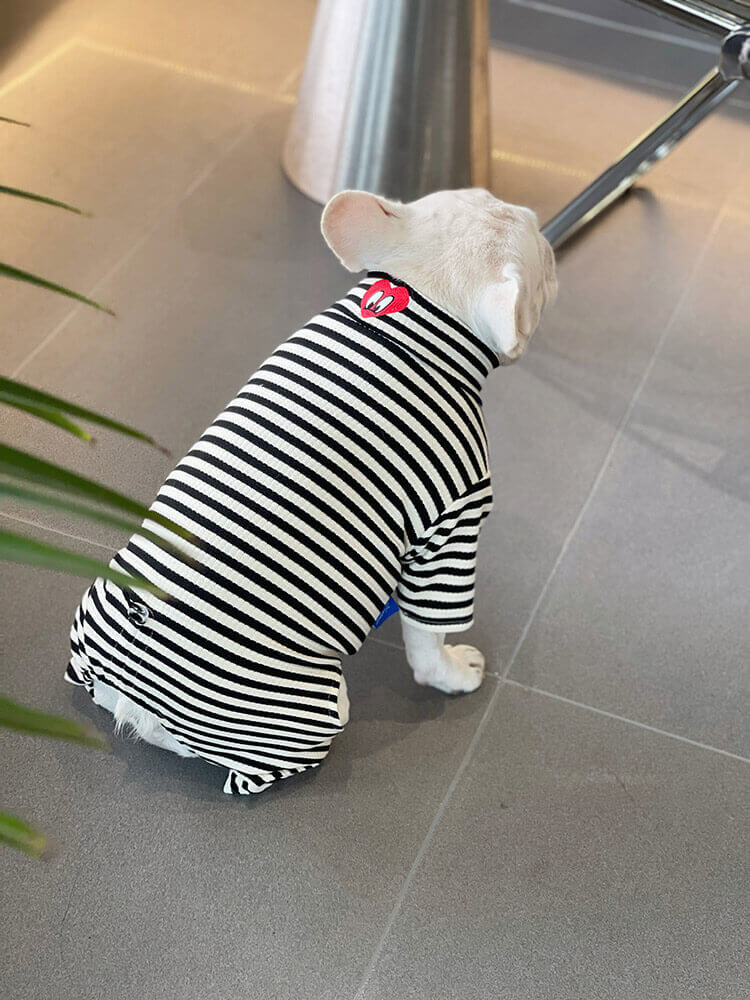 Dog Black Stripe Pajama Onesie for small medium dogs by Frenchiely