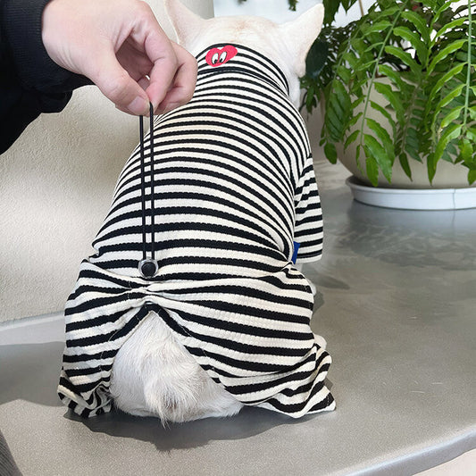 Dog Black Stripe Pajama Onesie for small medium dogs by Frenchiely