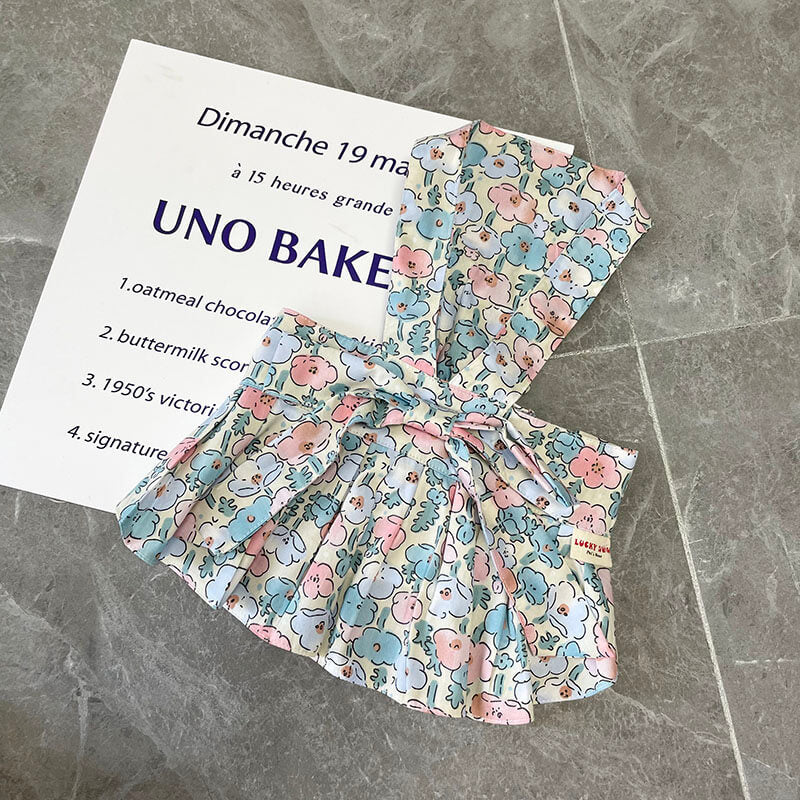 dog floral dress with harness leash by Frenchiely.com
