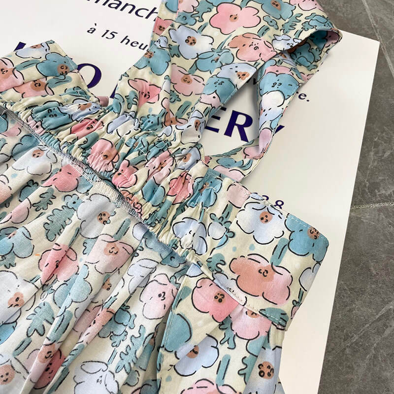 dog floral dress with harness leash by Frenchiely.com