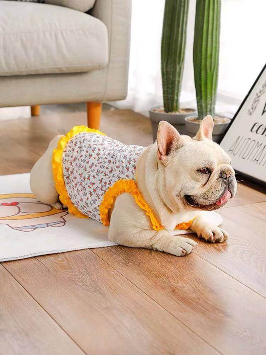 French Bulldog Floral Suspender Dress by Frenchiely
