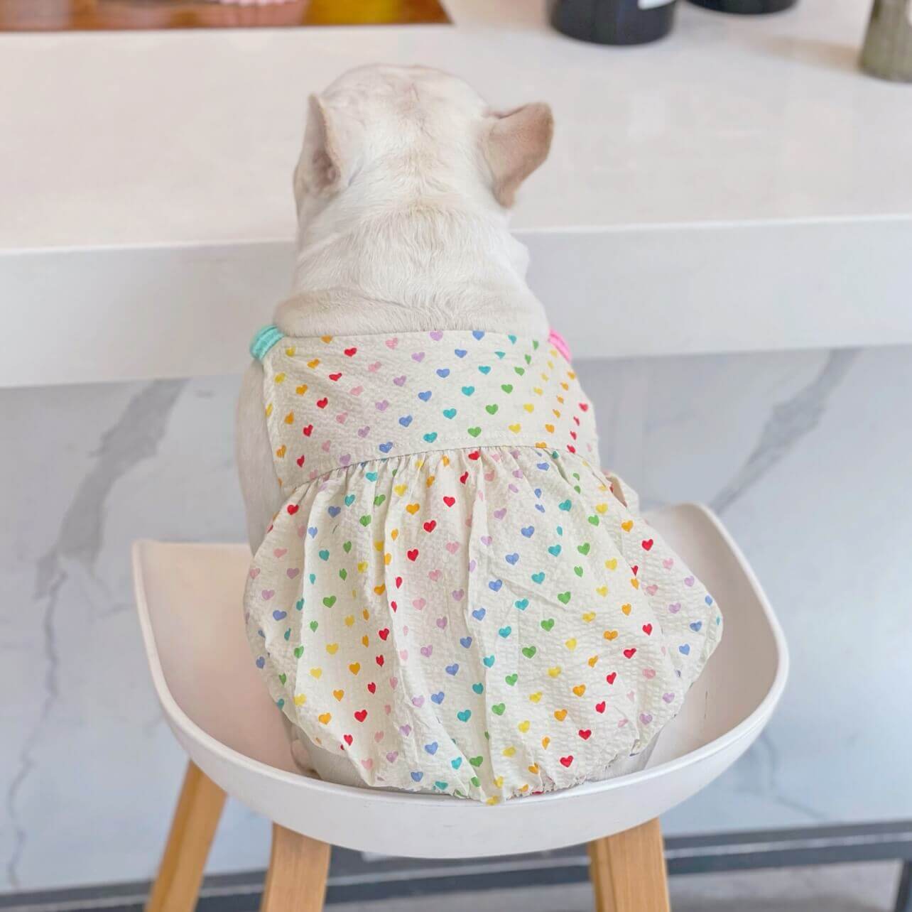 Heart Prints Dress with pastel suspenders by Frenchiely.com