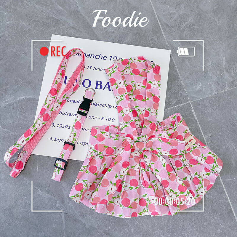 Dog summer pink litchi dress for small medium dogs by frenchiely
