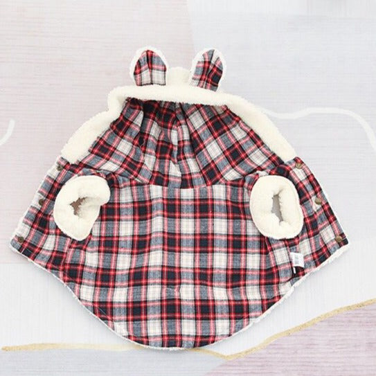 Dog Warm Plaid Hooded Coat for Medium Dogs by Frenchiely