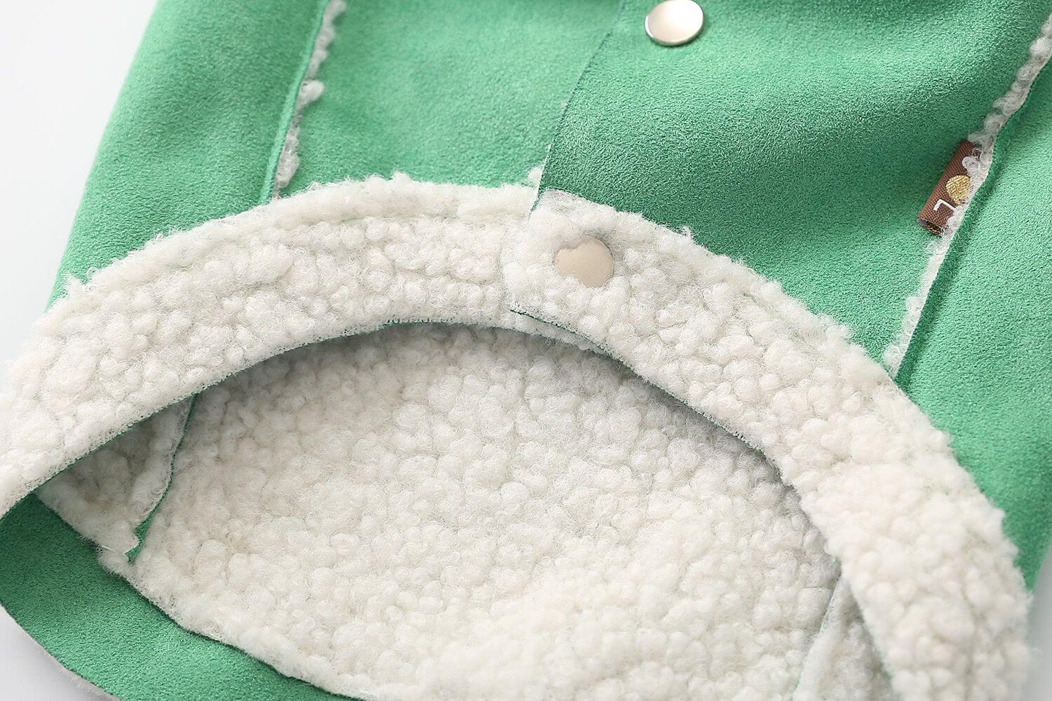 dog green suede jacket coat for small medium dogs by Frenchiely