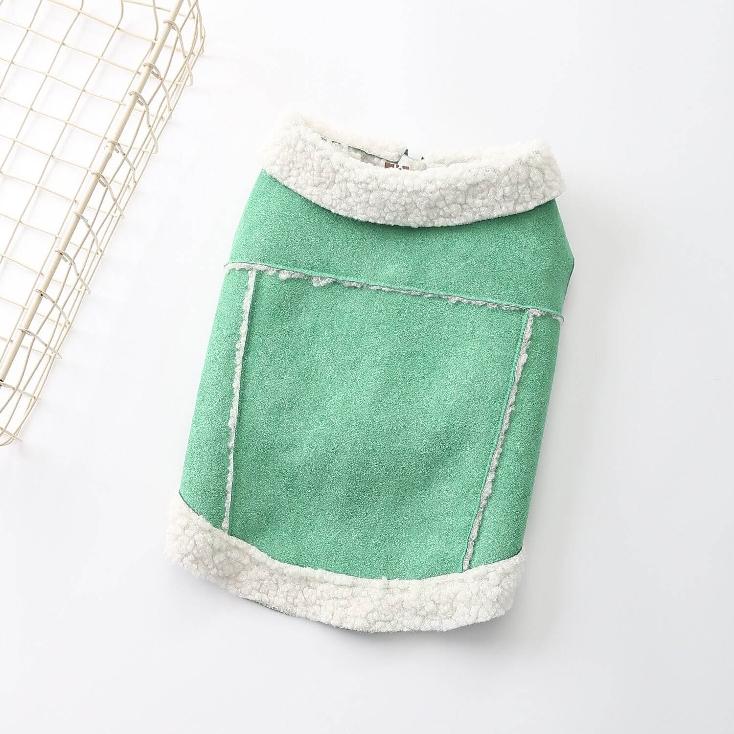 dog green suede jacket coat for small medium dogs by Frenchiely