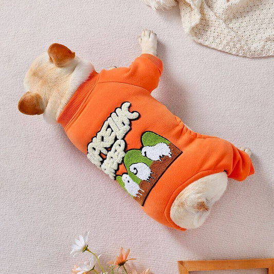 Dog Warm Pajamas in Orange for small medium dogs by Frenchiely