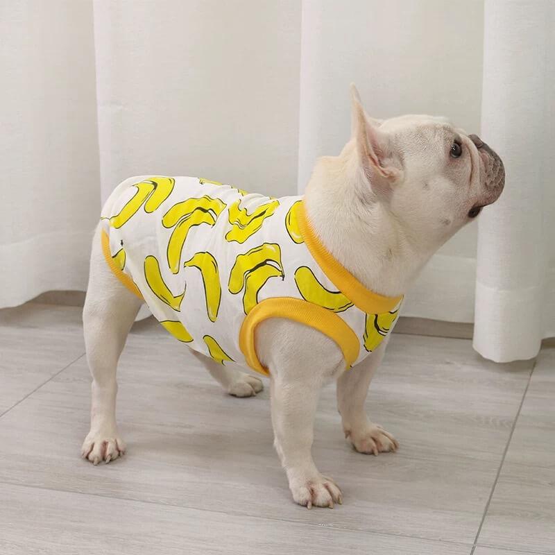 french bulldog shirts for dogs with banana print - Frenchiely