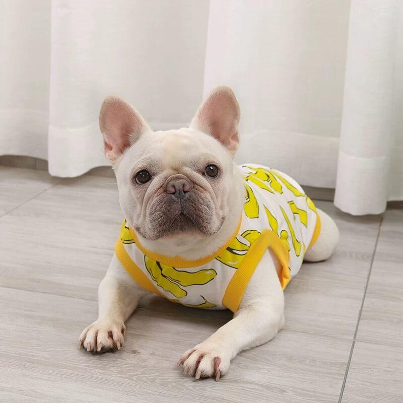french bulldog shirts for dogs with banana print - Frenchiely