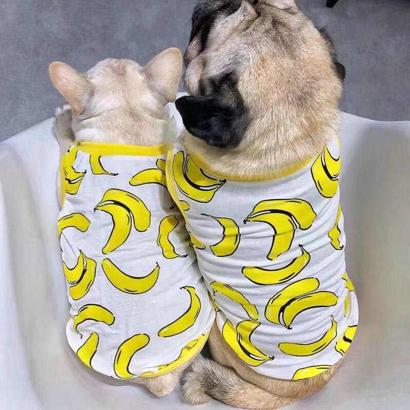 french bulldog shirts for dogs with banana print - Frenchiely