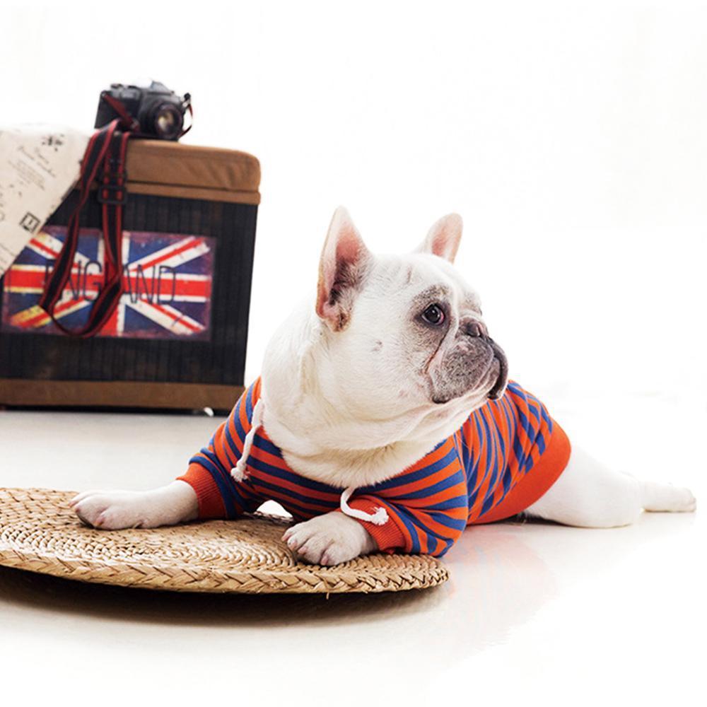 Dog Stripe Sweatshirt Hoodie for French Bulldogs - Frenchiely
