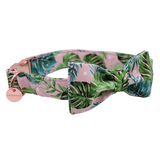 Tropical Vibes Leaves Dog Collar and Leash Set - Frenchiely