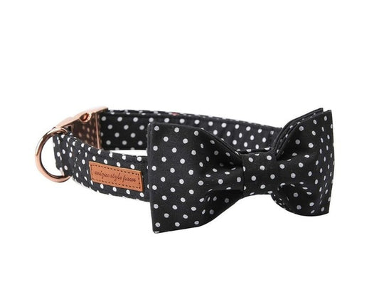 Black Polka Collar Bow - Frenchiely