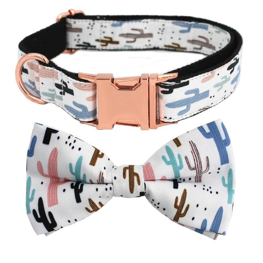 Cactus Dog Collar Bow tie fore French Bulldogs - Frenchiely