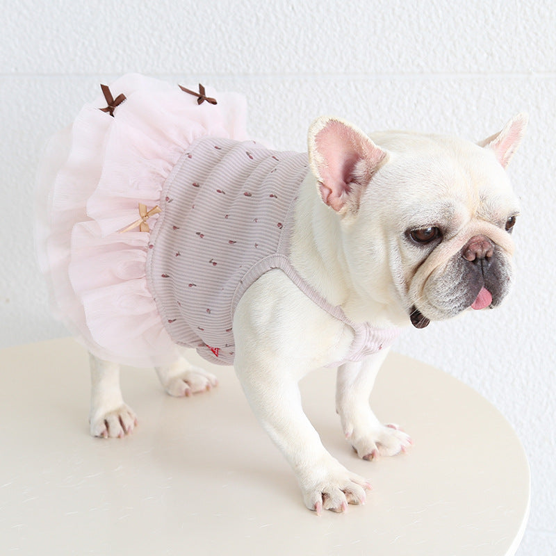 Female Frenchie Cotton Tutu Dress Grey Pink Cutefemaledogdressformediumdogfrenchbulldogs_21