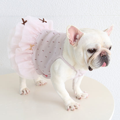 Female Frenchie Cotton Tutu Dress Grey Pink Cutefemaledogdressformediumdogfrenchbulldogs_21