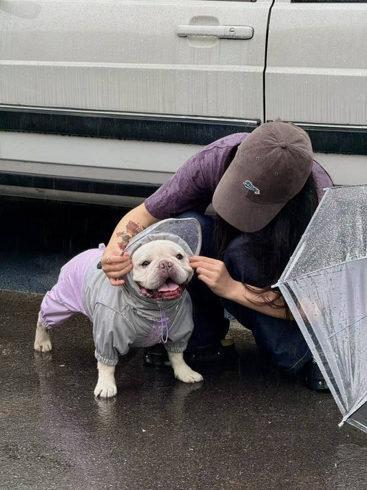 Breathable Purple Raincoat L DogBreathablePurpleRaincoatforfrenchbulldogs