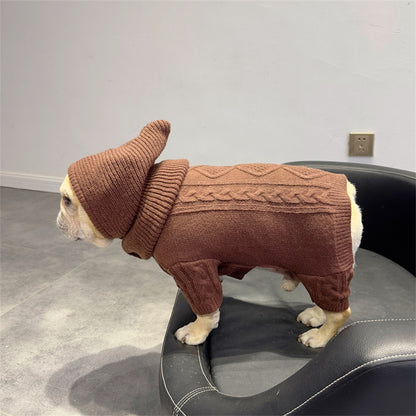 Dog Onesie Sweater with snood for medium dogs by Frenchiely