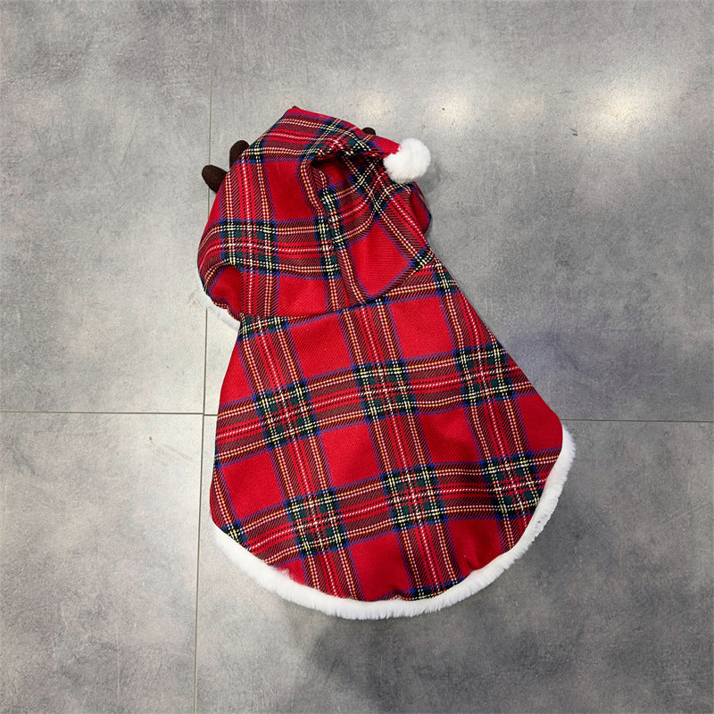 Dog Red Christmas Reindeer Cloak Blanket for small medium dogs by Frenchiely