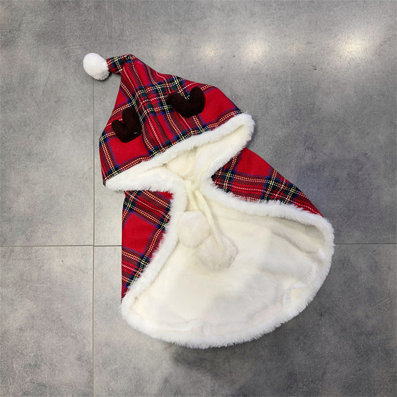 Dog Red Christmas Reindeer Cloak Blanket for small medium dogs by Frenchiely