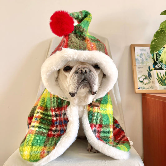 Dog Christmas Holiday Outfits Cloak for French Bulldogs
