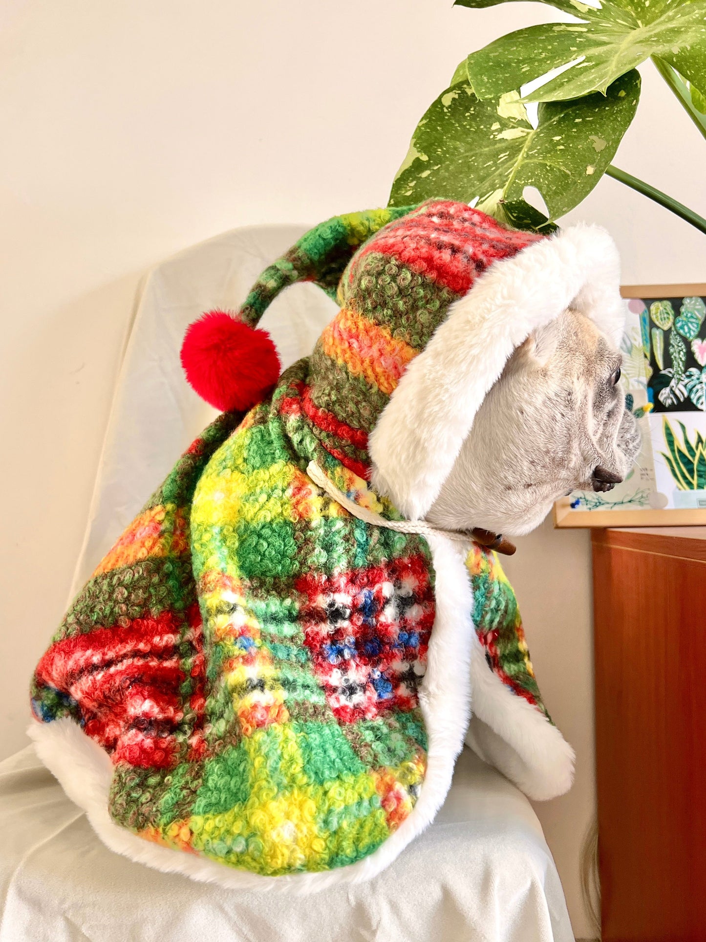 Dog Christmas Holiday Outfits Cloak for French Bulldogs