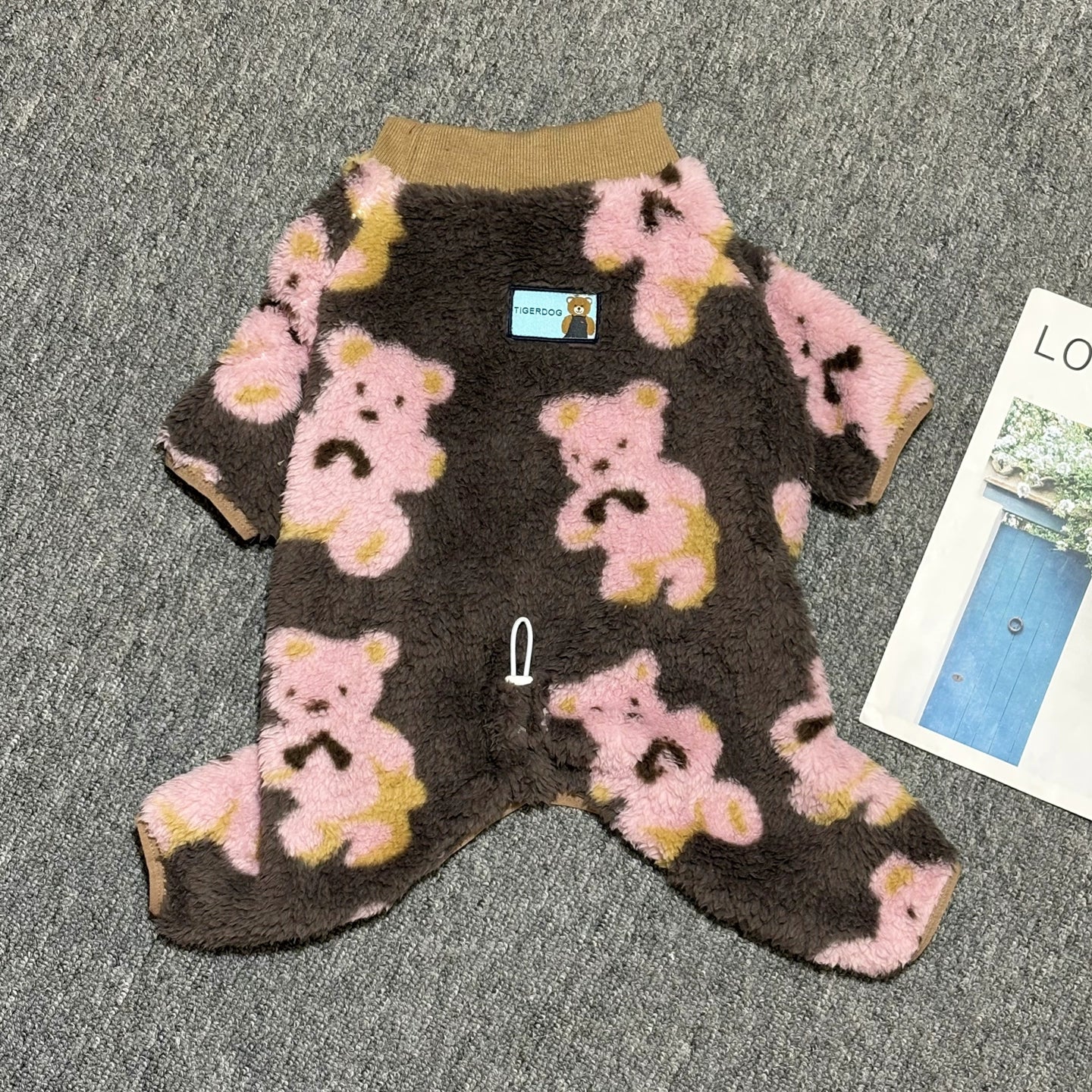 Brown & Pink Bear PJs Dogbrownbearonesiepajamasformediumdogs_3