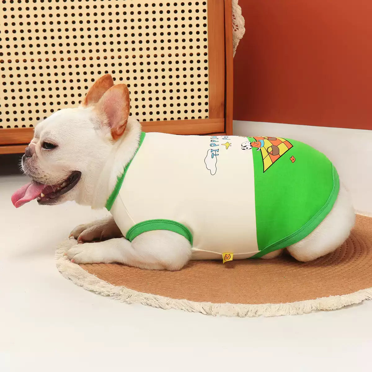 Green Cartoon Shirt DoggreenwithwhiteshirtforsmallmediumdogsbyFrenchiely_3