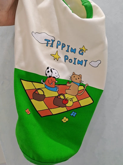 Green Cartoon Shirt DoggreenwithwhiteshirtforsmallmediumdogsbyFrenchiely_7