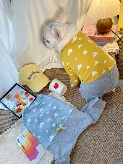 Dog Sring Autumn Onesie PJs DoglightblueandyellowonesiepajamasformediumdogsbyFrenchiely_1
