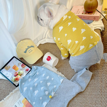 Dog Sring Autumn Onesie PJs DoglightblueandyellowonesiepajamasformediumdogsbyFrenchiely_1
