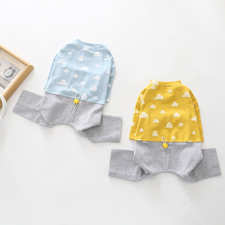 Dog Sring Autumn Onesie PJs DoglightblueandyellowonesiepajamasformediumdogsbyFrenchiely_11