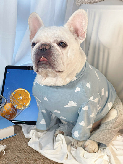 Dog Sring Autumn Onesie PJs DoglightblueandyellowonesiepajamasformediumdogsbyFrenchiely_2